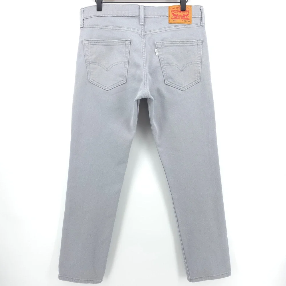Levi's Mens Jeans 511 Slim Fit 33x30 Light Grey Modern Stretch‎ Denim